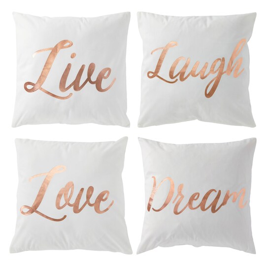 Set of 4 Rose Gold Throw Pillow Covers for Couches and Sofas Live Laugh Love Dream Decorative Cases for Home Decor Living Room 17x17 In Michaels